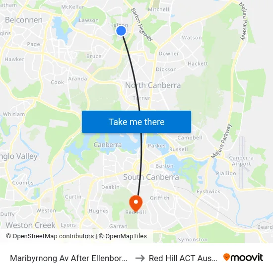 Maribyrnong Av After Ellenborough St to Red Hill ACT Australia map