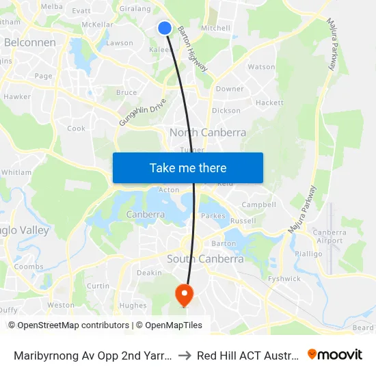 Maribyrnong Av Opp 2nd Yarra St to Red Hill ACT Australia map