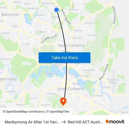 Maribyrnong Av After 1st Yarra St to Red Hill ACT Australia map