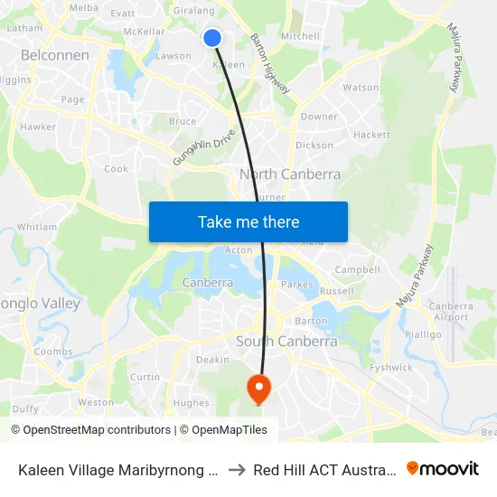 Kaleen Village Maribyrnong Av to Red Hill ACT Australia map