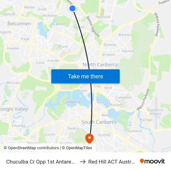 Chuculba Cr Opp 1st Antares Cr to Red Hill ACT Australia map
