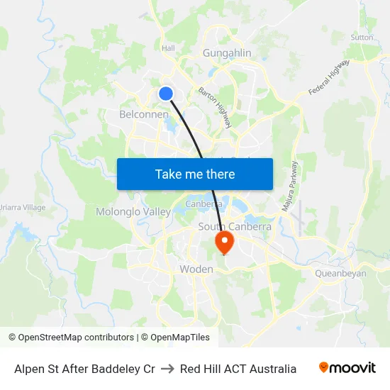 Alpen St After Baddeley Cr to Red Hill ACT Australia map