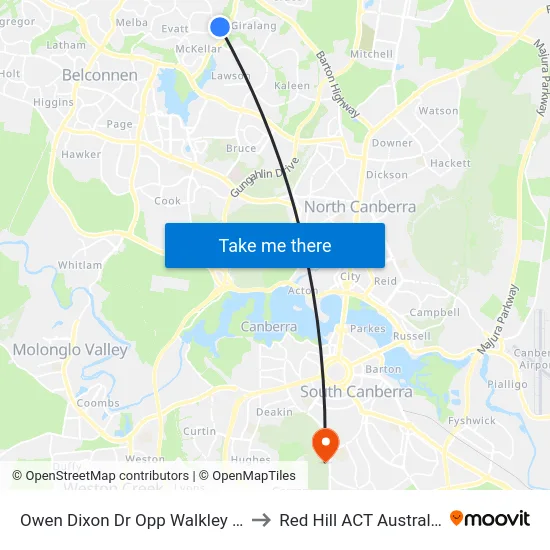 Owen Dixon Dr Opp Walkley Pl to Red Hill ACT Australia map