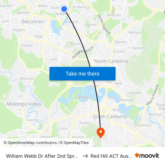 William Webb Dr After 2nd Sproule Cct to Red Hill ACT Australia map
