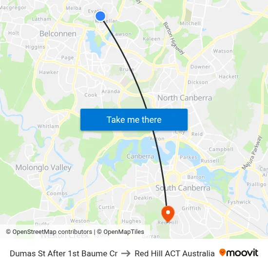 Dumas St After 1st Baume Cr to Red Hill ACT Australia map