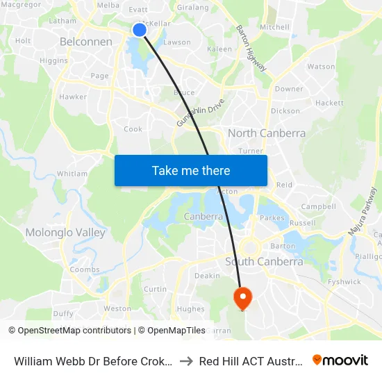 William Webb Dr Before Croke Pl to Red Hill ACT Australia map