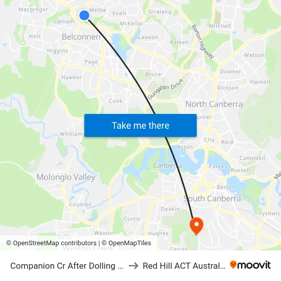 Companion Cr After Dolling Cr to Red Hill ACT Australia map