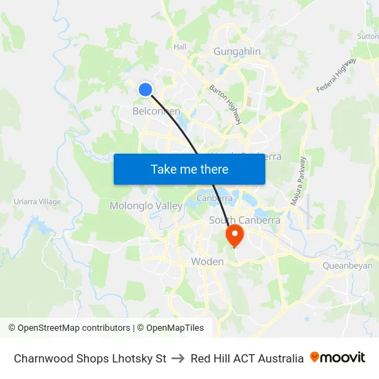 Charnwood Shops Lhotsky St to Red Hill ACT Australia map