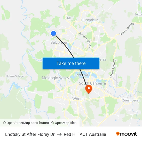Lhotsky St After Florey Dr to Red Hill ACT Australia map