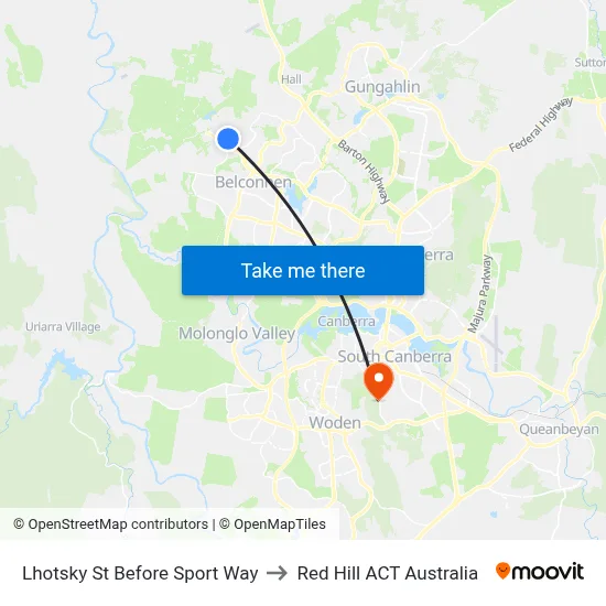 Lhotsky St Before Sport Way to Red Hill ACT Australia map