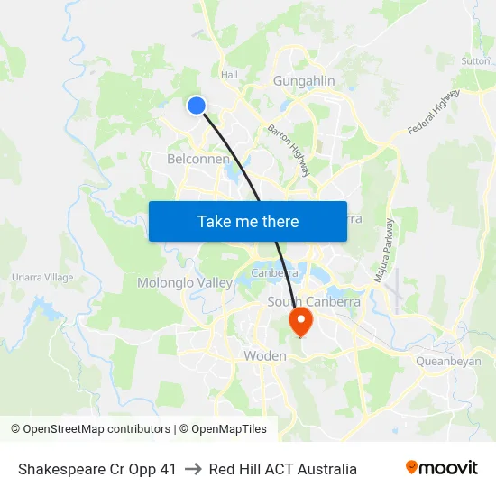 Shakespeare Cr Opp 41 to Red Hill ACT Australia map