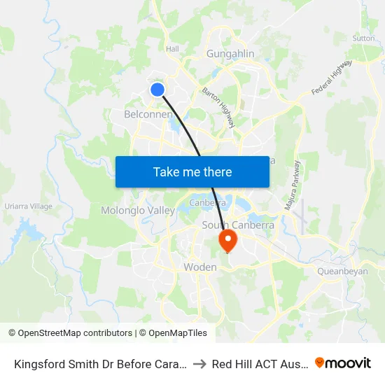 Kingsford Smith Dr Before Carandini St to Red Hill ACT Australia map