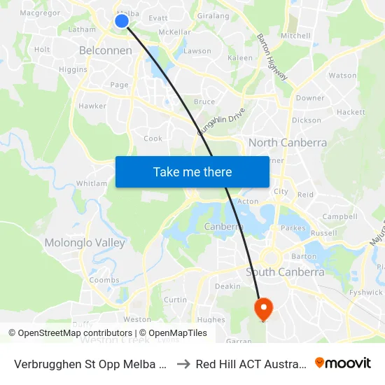 Verbrugghen St Opp Melba Hs to Red Hill ACT Australia map