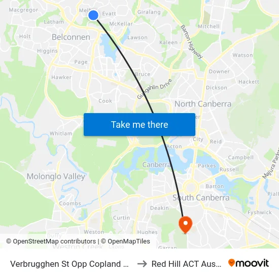Verbrugghen St Opp Copland College to Red Hill ACT Australia map