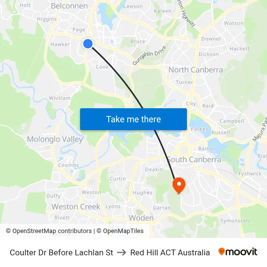 Coulter Dr Before Lachlan St to Red Hill ACT Australia map