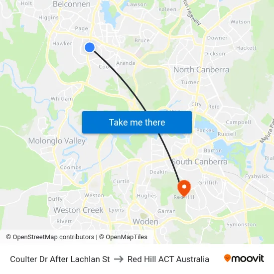 Coulter Dr After Lachlan St to Red Hill ACT Australia map