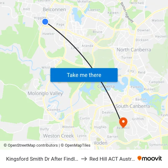 Kingsford Smith Dr After Findlay St to Red Hill ACT Australia map