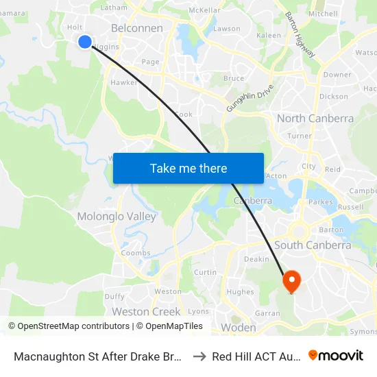 Macnaughton St After Drake Brockman Dr to Red Hill ACT Australia map