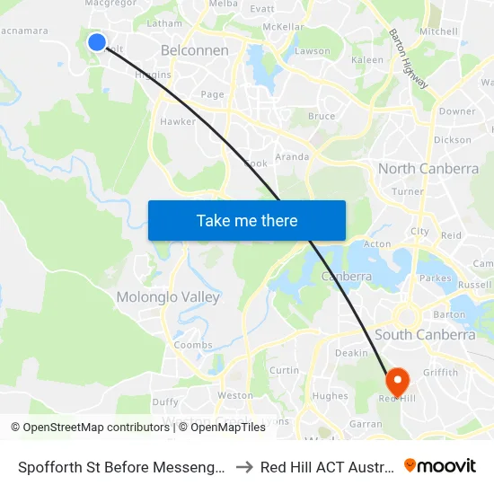 Spofforth St Before Messenger St to Red Hill ACT Australia map