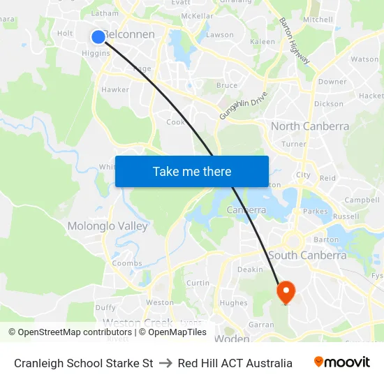 Cranleigh School Starke St to Red Hill ACT Australia map