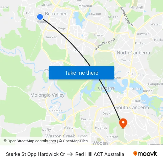 Starke St Opp Hardwick Cr to Red Hill ACT Australia map