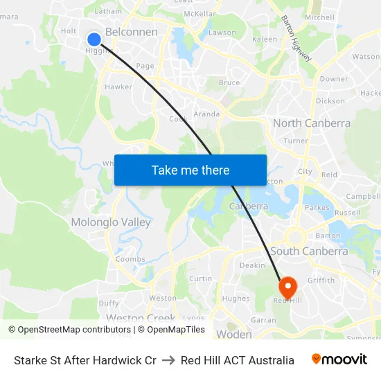 Starke St After Hardwick Cr to Red Hill ACT Australia map