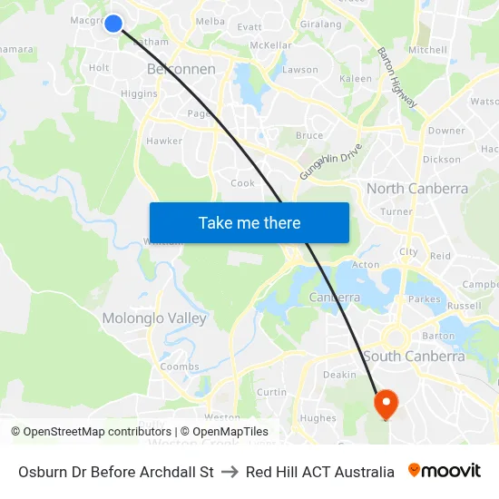 Osburn Dr Before Archdall St to Red Hill ACT Australia map