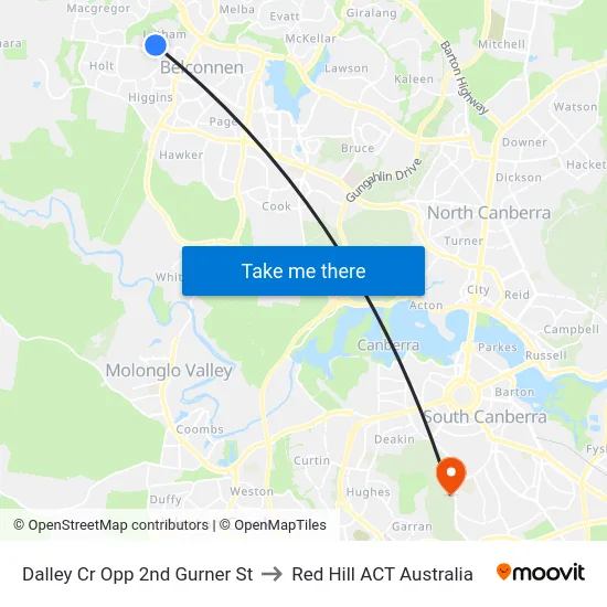 Dalley Cr Opp 2nd Gurner St to Red Hill ACT Australia map