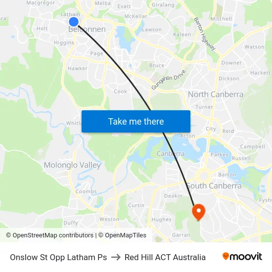 Onslow St Opp Latham Ps to Red Hill ACT Australia map