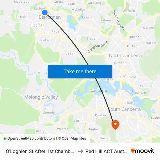 O'Loghlen St After 1st Chambers St to Red Hill ACT Australia map