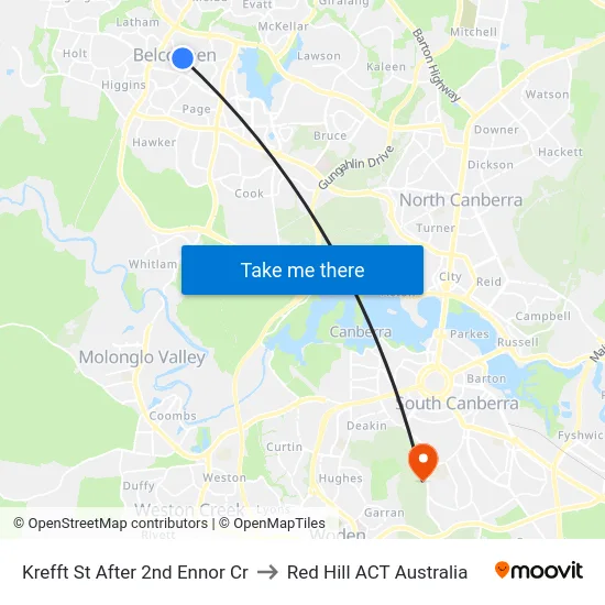 Krefft St After 2nd Ennor Cr to Red Hill ACT Australia map