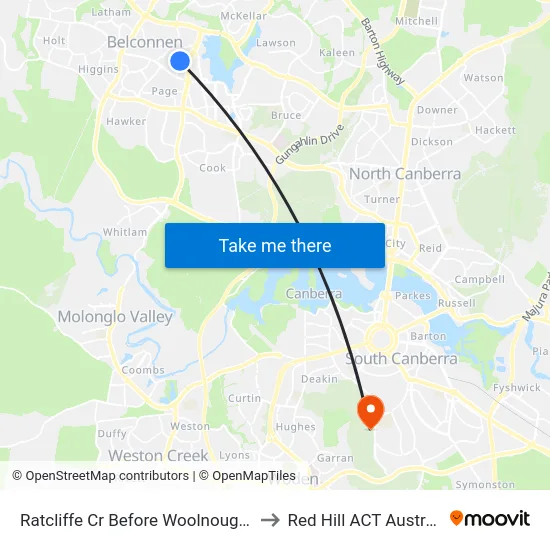 Ratcliffe Cr Before Woolnough St to Red Hill ACT Australia map