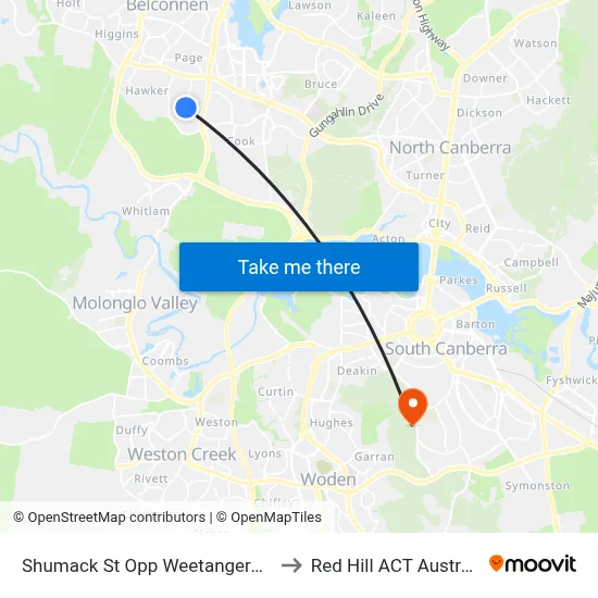 Shumack St Opp Weetangera Ps to Red Hill ACT Australia map