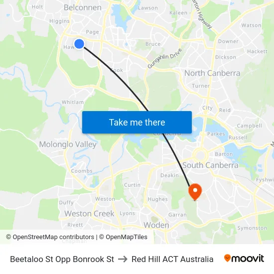Beetaloo St Opp Bonrook St to Red Hill ACT Australia map