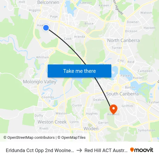 Erldunda Cct Opp 2nd Woolner Cct to Red Hill ACT Australia map