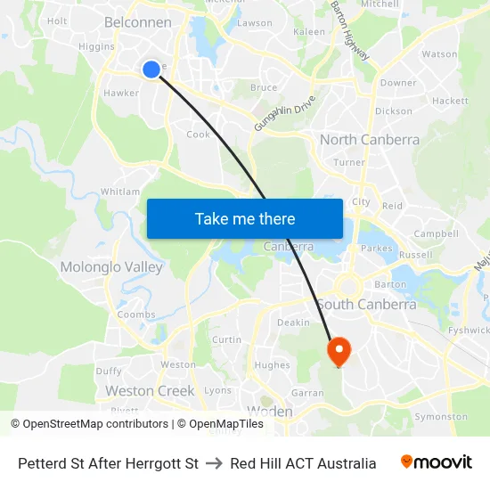 Petterd St After Herrgott St to Red Hill ACT Australia map
