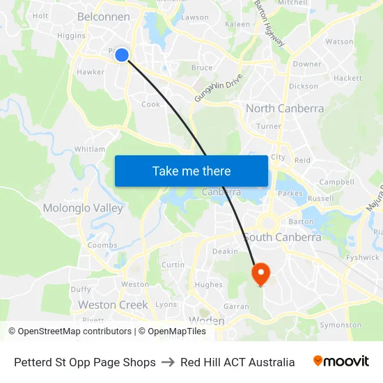 Petterd St Opp Page Shops to Red Hill ACT Australia map