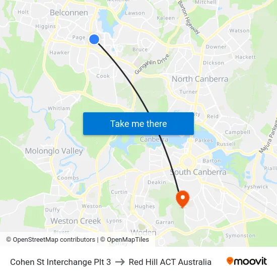 Cohen St Interchange Plt 3 to Red Hill ACT Australia map