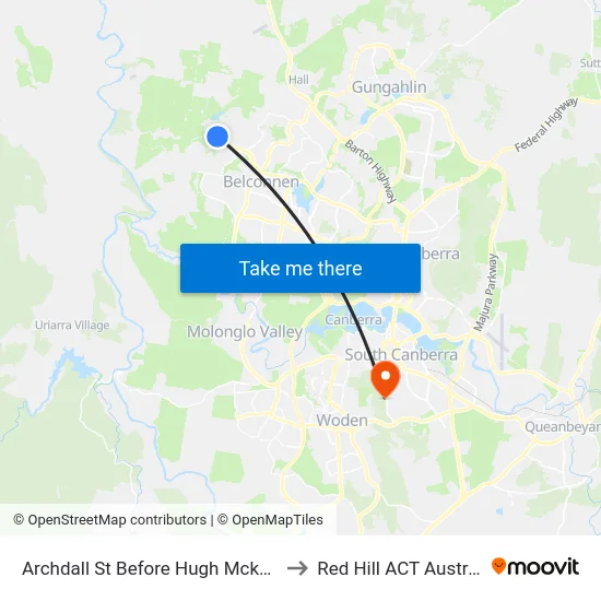 Archdall St Before Hugh Mckay Cr to Red Hill ACT Australia map