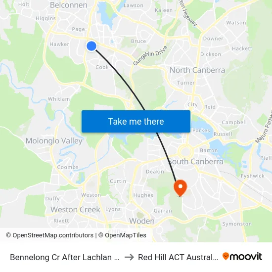 Bennelong Cr After Lachlan St to Red Hill ACT Australia map