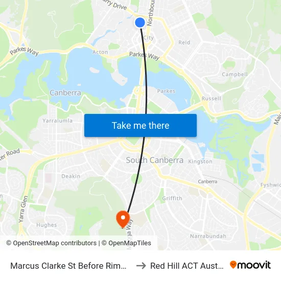 Marcus Clarke St Before Rimmer St to Red Hill ACT Australia map
