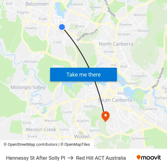 Hennessy St After Solly Pl to Red Hill ACT Australia map