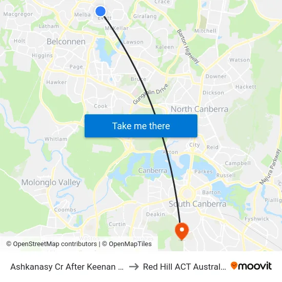 Ashkanasy Cr After Keenan St to Red Hill ACT Australia map