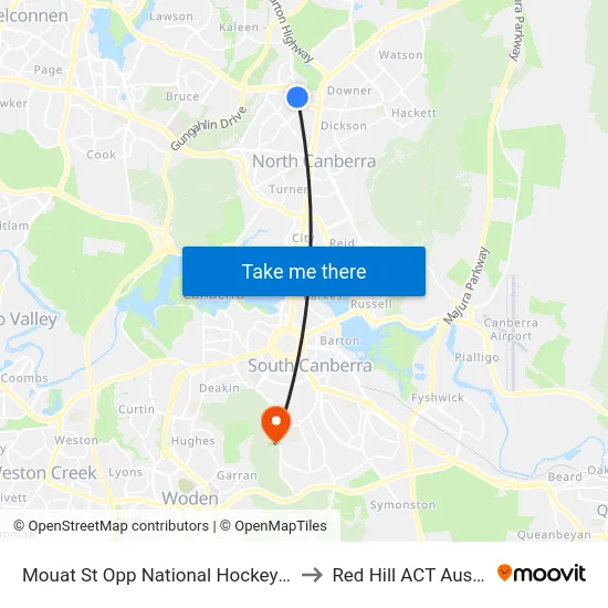Mouat St Opp National Hockey Centre to Red Hill ACT Australia map