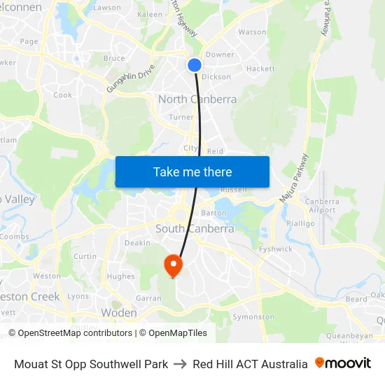 Mouat St Opp Southwell Park to Red Hill ACT Australia map