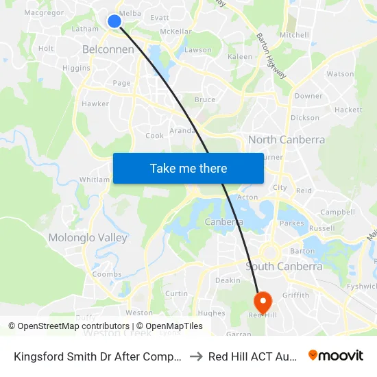 Kingsford Smith Dr After Companion Cr to Red Hill ACT Australia map