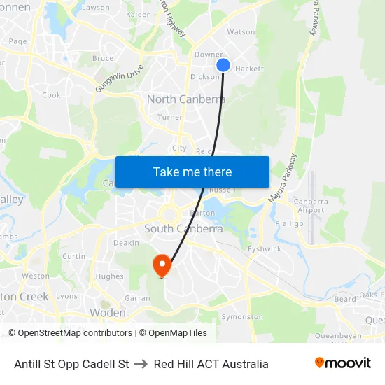 Antill St Opp Cadell St to Red Hill ACT Australia map