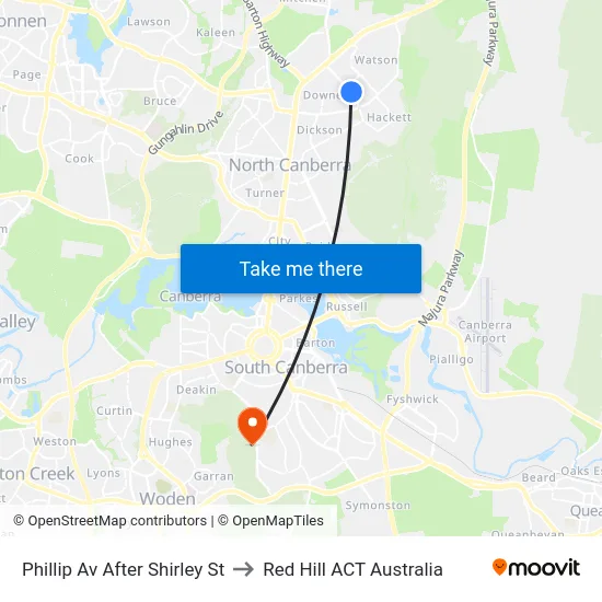Phillip Av After Shirley St to Red Hill ACT Australia map