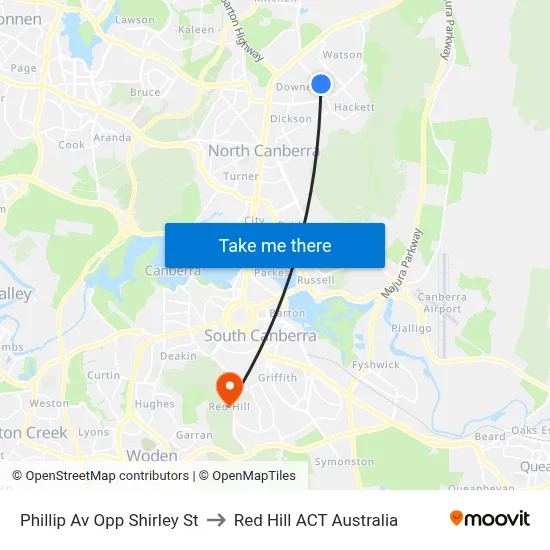 Phillip Av Opp Shirley St to Red Hill ACT Australia map
