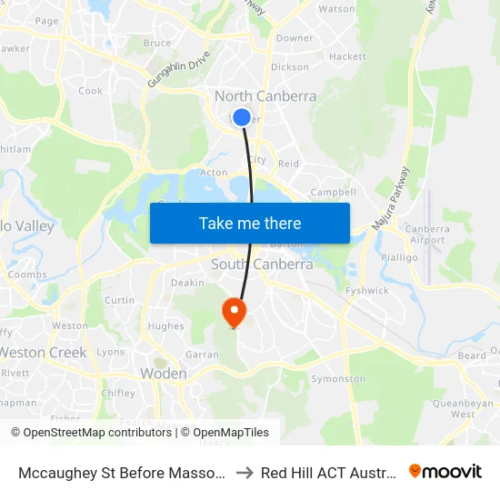Mccaughey St Before Masson St to Red Hill ACT Australia map